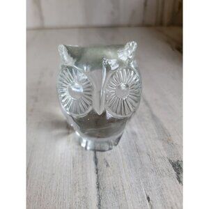 Vintage clear owl paper weight blast home decor‎ figure